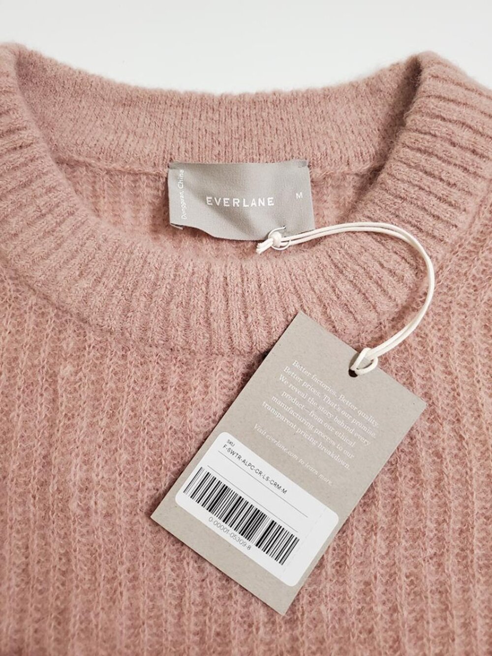 Everlane Cocoon Alpaca Crew Neck Knit Sweater M Blush Pink Long Sleeve Cozy - Picture 6 of 13